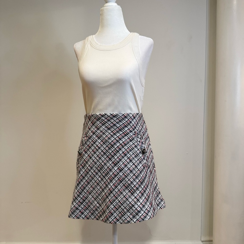 Zara Sailor Tweed Red White Blue High Waist Mini Skirt